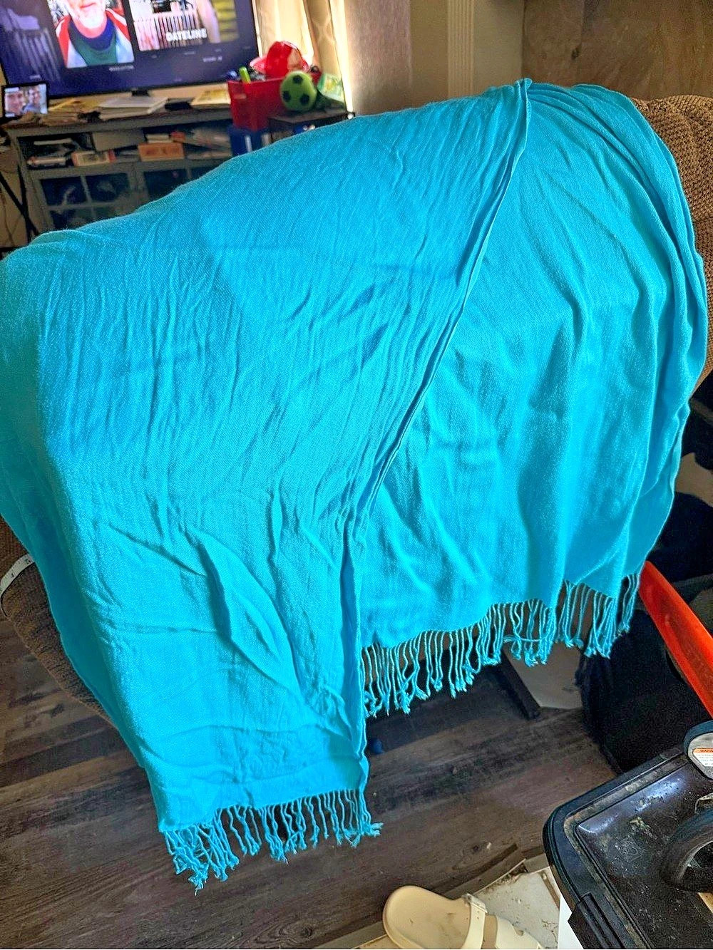 Blue Fringe Pashmina Shawl Scarf